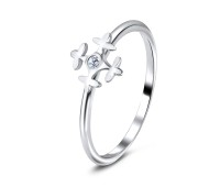 Snowflakes Designed CZ Silver Ring NSR-3240